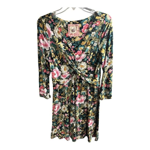 Lilka Anthropologie Floral Tascade Dress Long Sleeve Twist V Neck Front Size Med - Picture 1 of 7